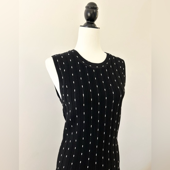Black Ribbed Knit Sleeveless Dress, Fit & Flare, Holiday - size Medium - Picture 4 of 7